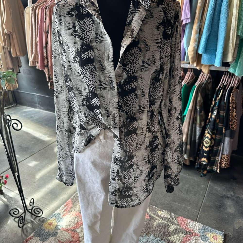 CAbi Black and White Blouse